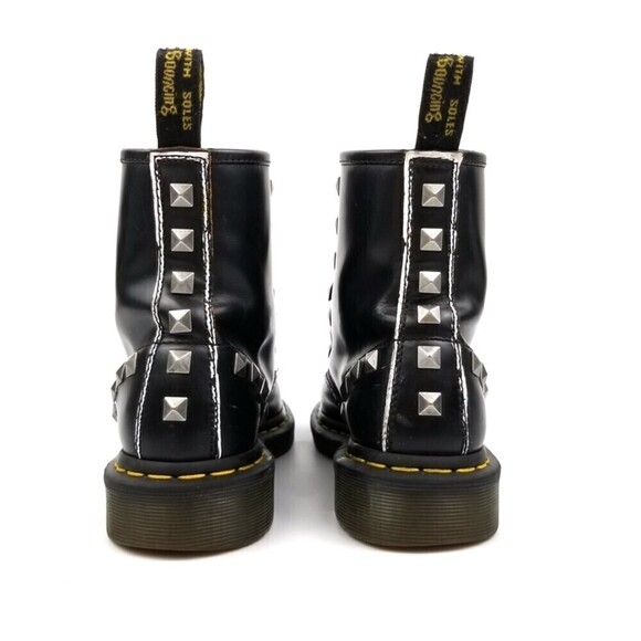 RARE Dr. Martens Studded Black Rolled Vintage Smooth High Top Boots Women's 6 - Picture 9 of 10